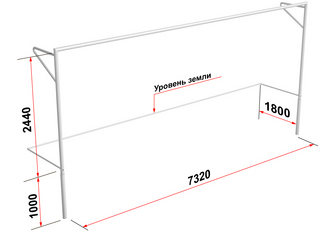 Ворота футбольные с консолью для натяжения сетки, разборные ТИП 2 (7,32х2,44 м)